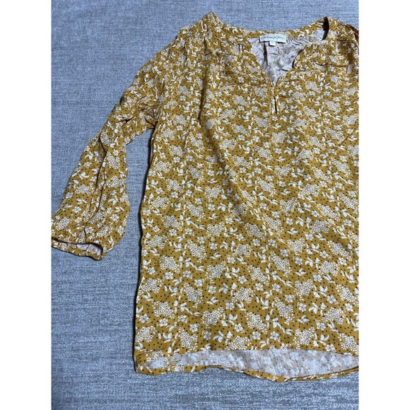 Cynthia Rowley Women's Size Medium Yellow Floral Print Long Sleeve Blouse - Picture 2 of 10